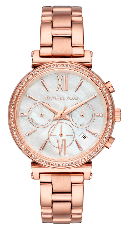 Buy Michael Kors Womens Quartz Sofie Rose Gold Stainless Steel Mother Of Pearl Dial 39mm Watch - Mk6576 in Pakistan