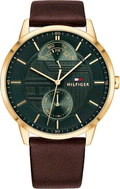 Buy Tommy Hilfiger Mens Quartz Brown Leather Strap Green Dial 41mm Watch - 1791607 in Pakistan