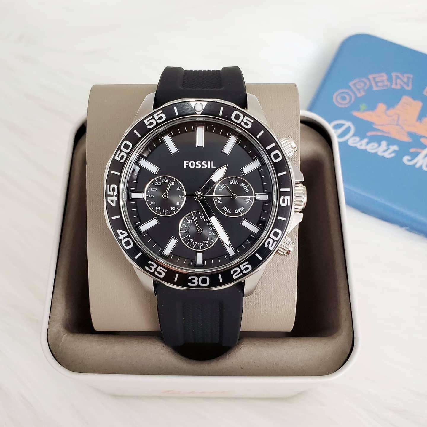 Buy Men's Chronograph Quartz Bannon Black Silicone Strap Black Dial 45Mm Watch in Pakistan