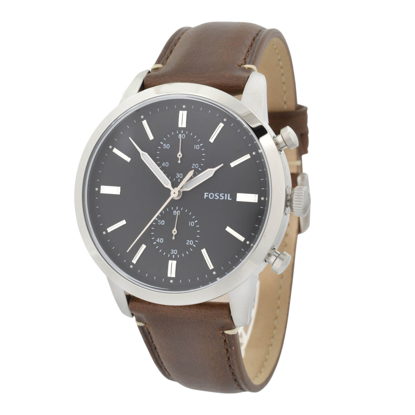 Buy Men's Chronograph Quartz Townsman Brown Leather Strap Black Dial 44Mm Watch in Pakistan
