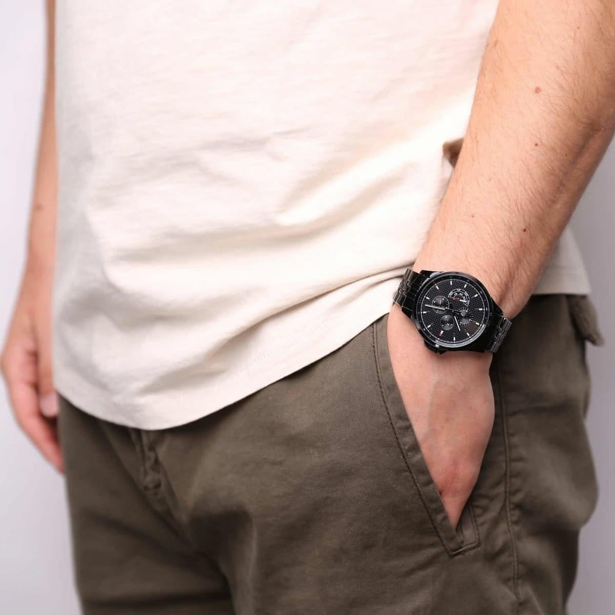 Buy Tommy Hilfiger Chronograph Quartz Stainless Steel Black Dial 44mm Watch for Men - 1791611 in Pakistan