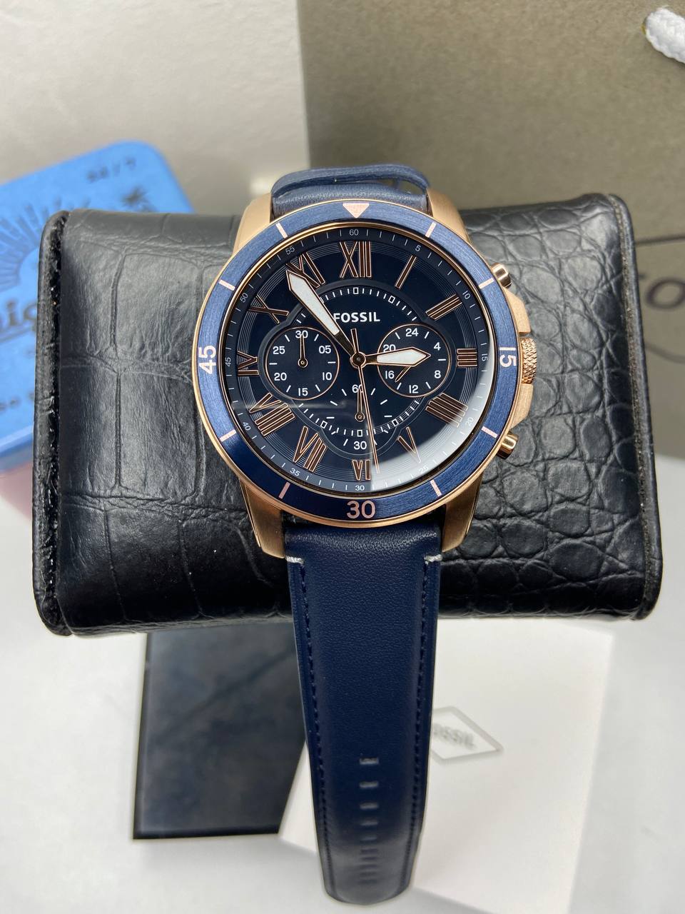Buy Fossil Men's Chronograph Quartz Blue Leather Strap Blue Dial 43mm Watch FS5237 in Pakistan