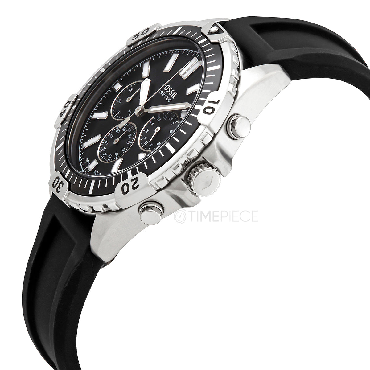 Buy Men's Chronograph Quartz Black Silicone Strap Black Dial 44Mm Watch in Pakistan