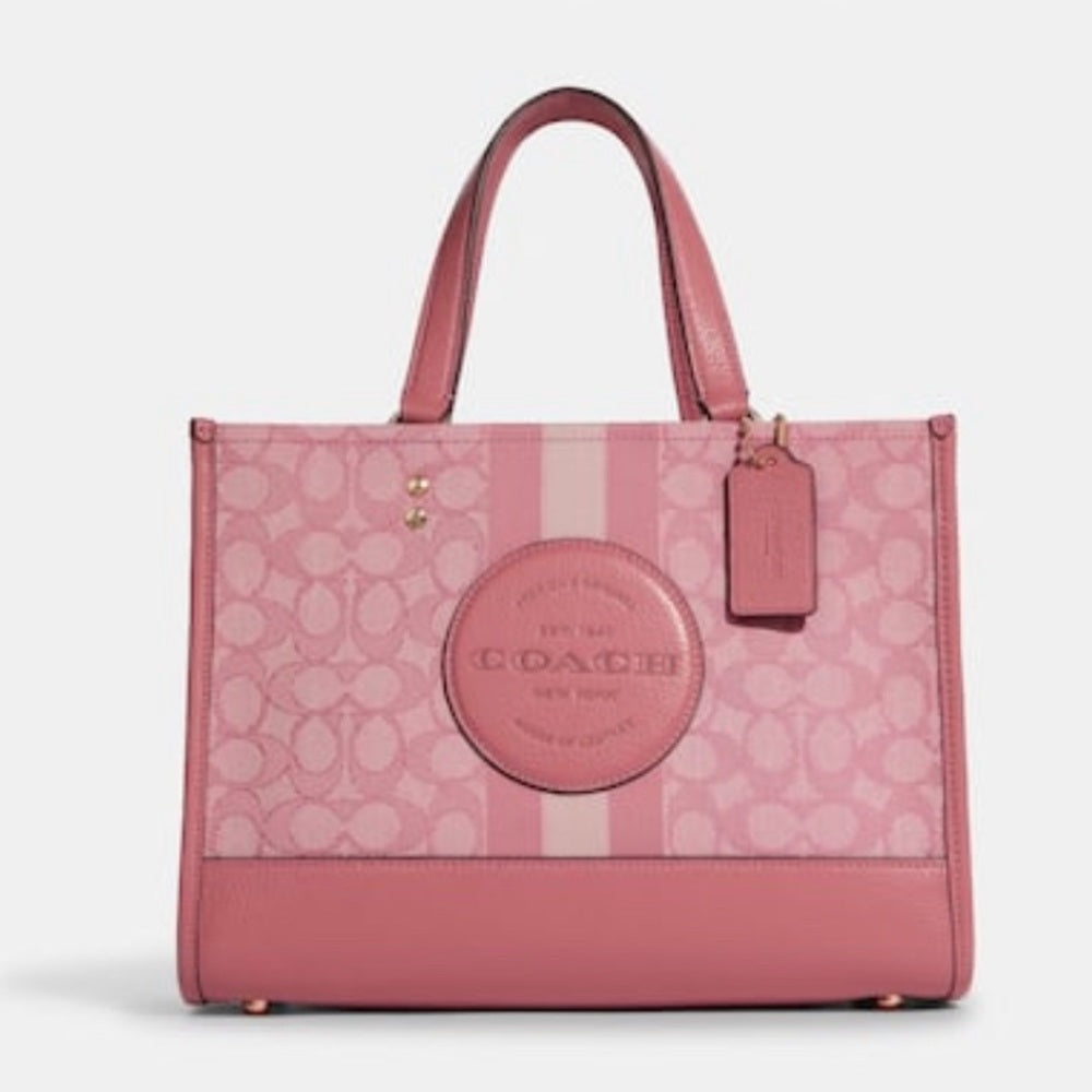 Buy Coach Dempsey Carryall In Signature Jacquard With Stripe And Coach Patch Bag Large - Denim Pink in Pakistan