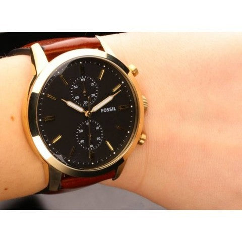 Buy Fossil Men's Chronograph Leather Band Black Dial Watch FS5338 in Pakistan