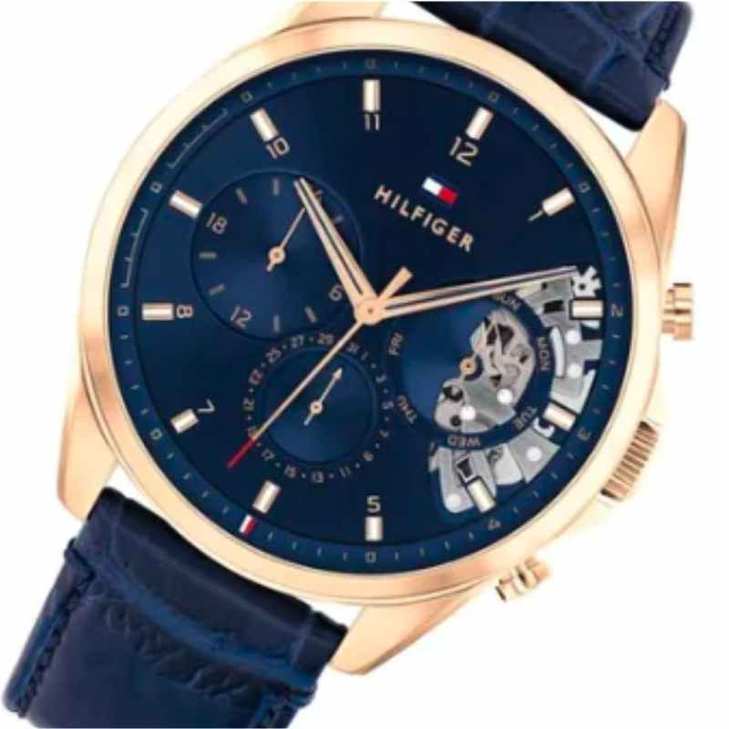 Buy Tommy Hilfiger Mens Quartz Leather Strap Blue Dial 44mm Watch - 1710451 in Pakistan