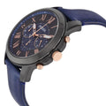 Buy Men's Chronograph Quartz Leather Strap Black And Blue Dial 43Mm Watch in Pakistan
