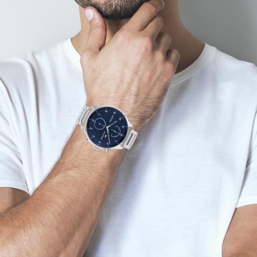 Buy Tommy Hilfiger Mens Quartz Stainless Steel Blue Dial 44mm Watch - 1791575 in Pakistan