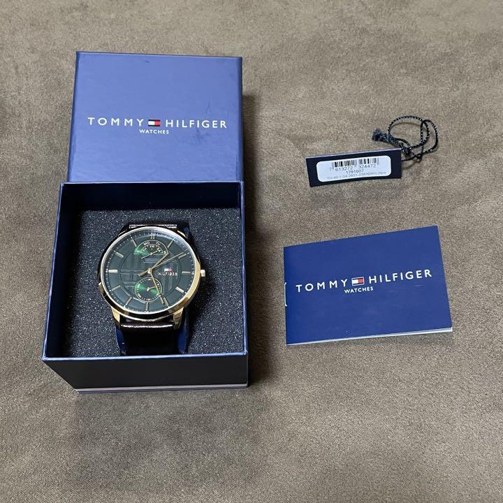 Buy Tommy Hilfiger Mens Quartz Brown Leather Strap Green Dial 41mm Watch - 1791607 in Pakistan