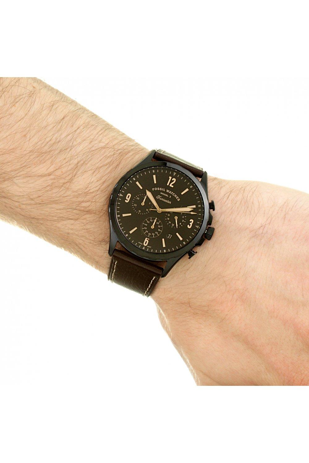 Buy Men's Chronograph Quartz Forrester Brown Leather Strap Black Dial 46Mm Watch in Pakistan