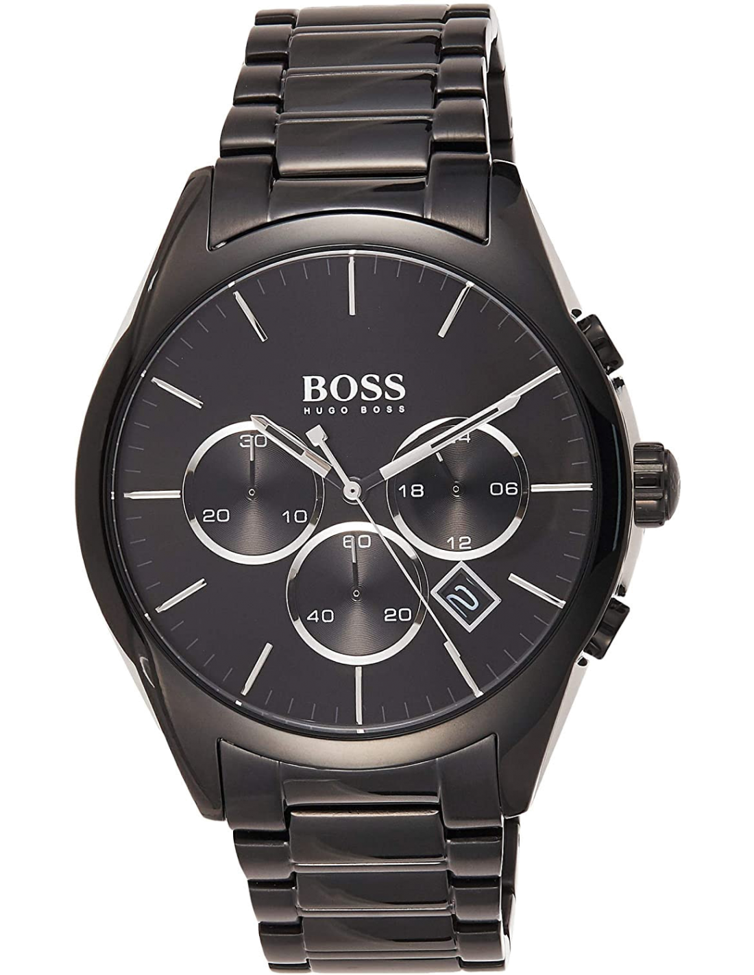 Buy Hugo Boss Mens Chronograph Quartz Onyx Stainless Steel Black Dial 46mm Watch - 1513365 in Pakistan