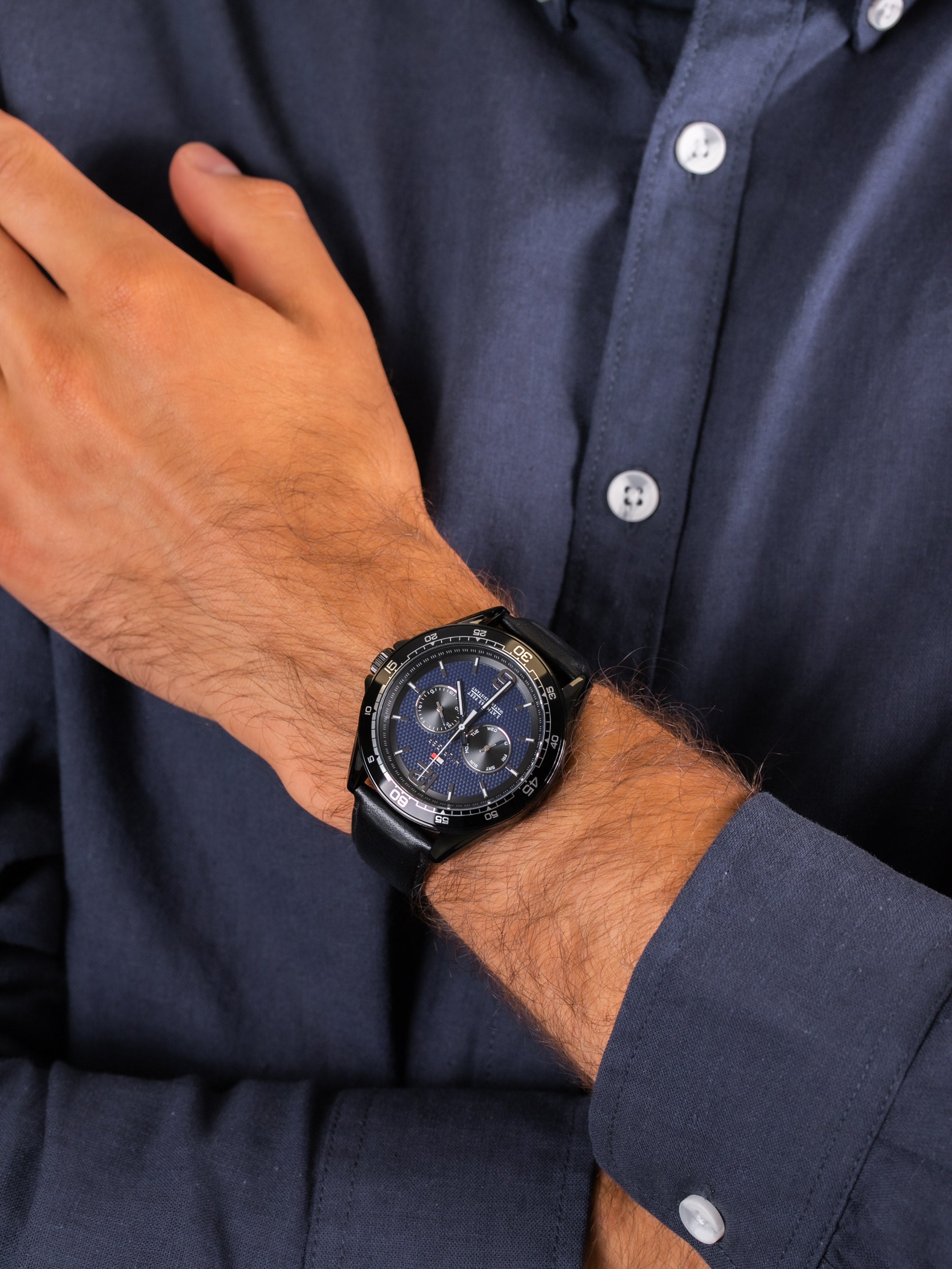 Buy Tommy Hilfiger Quartz Leather Strap Blue Dial 46mm Watch for Men - 1791368 in Pakistan