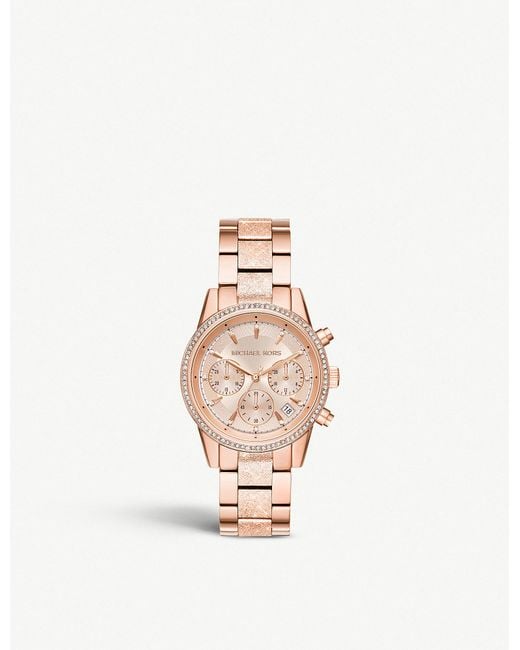 Buy Michael Kors Womens Quartz Ritz Stainless Steel Rose Gold Dial 37mm Watch - Mk6598 in Pakistan