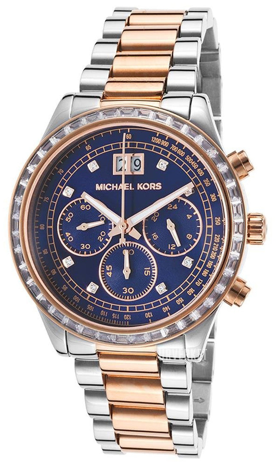 Buy Michael Kors Womens Quartz Two-tone Stainless Steel Navy Blue Dial 40mm Watch - Mk6205 in Pakistan