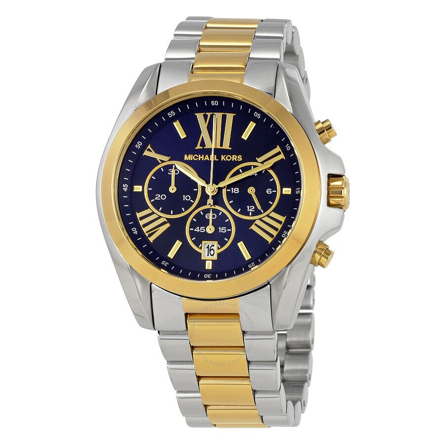 Buy Michael Kors Womens Chronograph Quartz Bradshaw Two Tone Stainless Steel Blue Dial 43mm Watch - Mk5976 in Pakistan