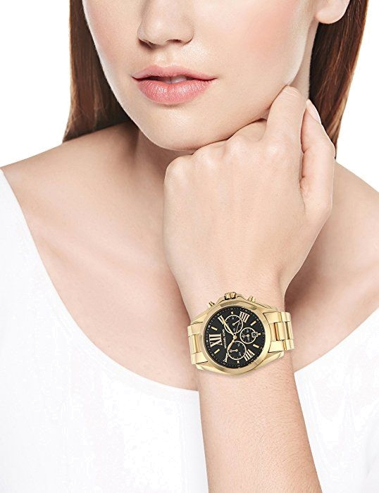 Buy Michael Kors Womens Chronograph Quartz Bradshaw Gold Stainless Steel Black Dial 43mm Watch - Mk5739 in Pakistan