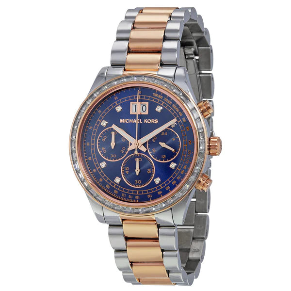 Buy Michael Kors Womens Quartz Two-tone Stainless Steel Navy Blue Dial 40mm Watch - Mk6205 in Pakistan