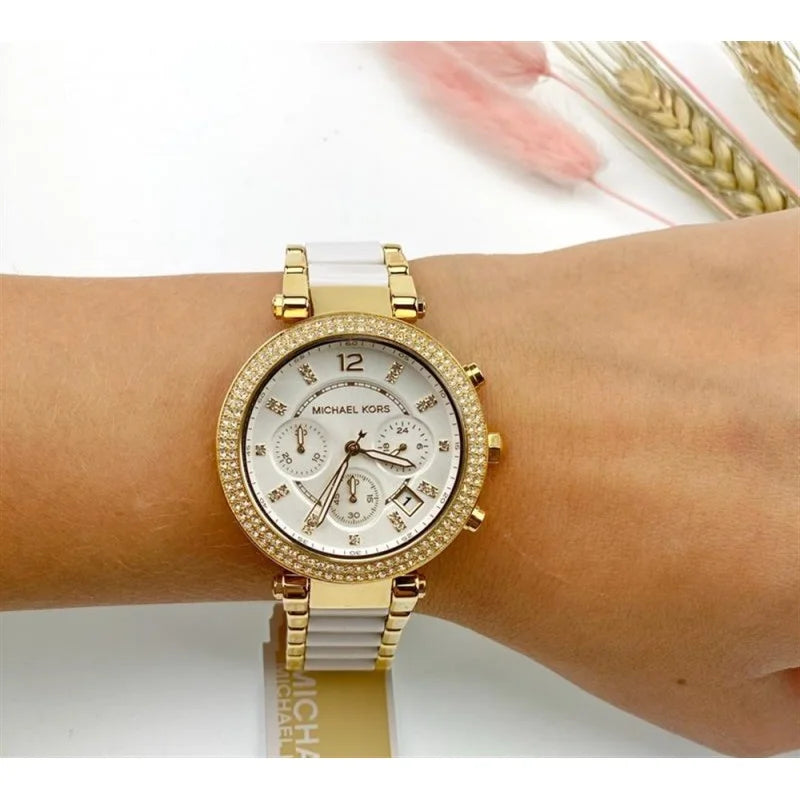 Buy Michael Kors Womens Quartz Parker Stainless Steel White Dial 39mm Watch - Mk6119 in Pakistan