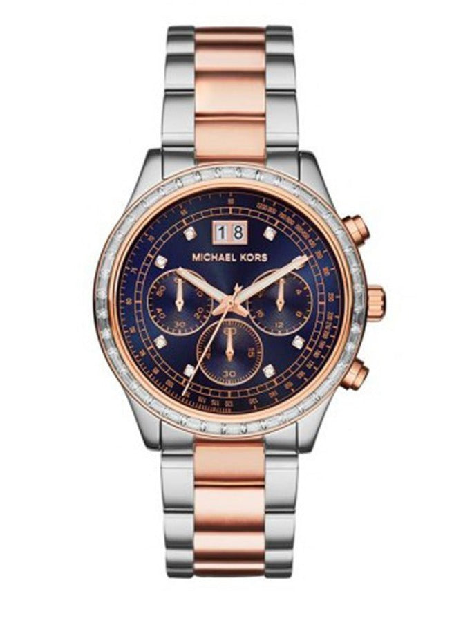 Buy Michael Kors Womens Quartz Two-tone Stainless Steel Navy Blue Dial 40mm Watch - Mk6205 in Pakistan