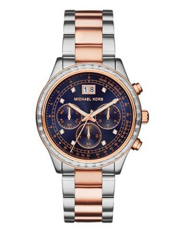 Buy Michael Kors Womens Quartz Two-tone Stainless Steel Navy Blue Dial 40mm Watch - Mk6205 in Pakistan