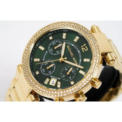 Buy Michael Kors Womens Quartz Chronograph Parker Gold Stainless Steel Green Dial 38mm Watch - Mk6263 in Pakistan