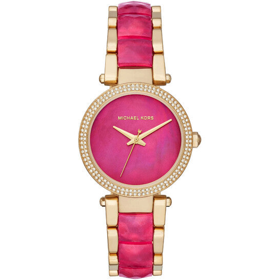 Buy Michael Kors Parker Pink Mother Of Pearl Dial Two Tone Stainless Steel Strap Ladies Watch - Mk6490 in Pakistan