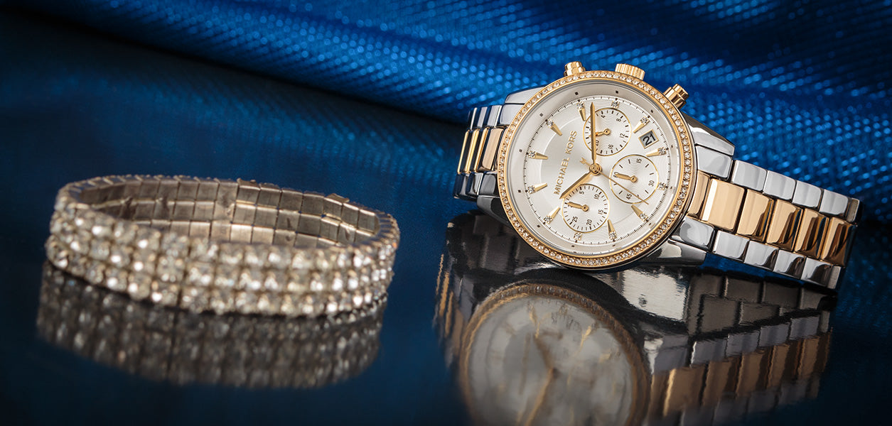 Buy Michael Kors Womens Quartz Chronograph Ritz Two Tone Stainless Steel White Dial 37mm Watch - Mk6474 in Pakistan