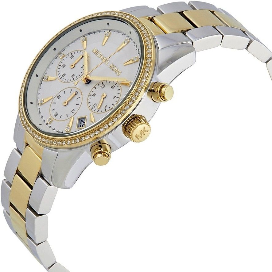 Buy Michael Kors Womens Quartz Chronograph Ritz Two Tone Stainless Steel White Dial 37mm Watch - Mk6474 in Pakistan