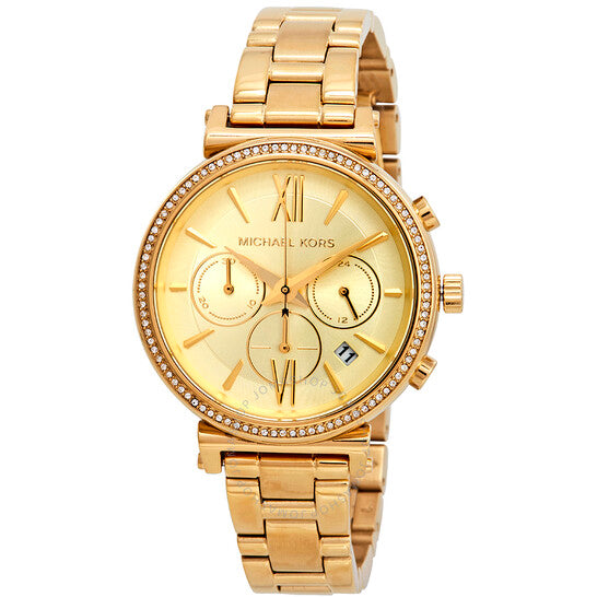 Buy Michael Kors Womens Quartz Chronograph Stainless Steel Gold Dial 39mm Watch - Mk6559 in Pakistan