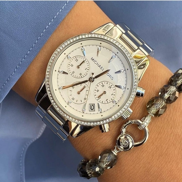 Buy Michael Kors Womens Quartz Ritz Silver Stainless Steel White Dial 37mm Watch - Mk6428 in Pakistan