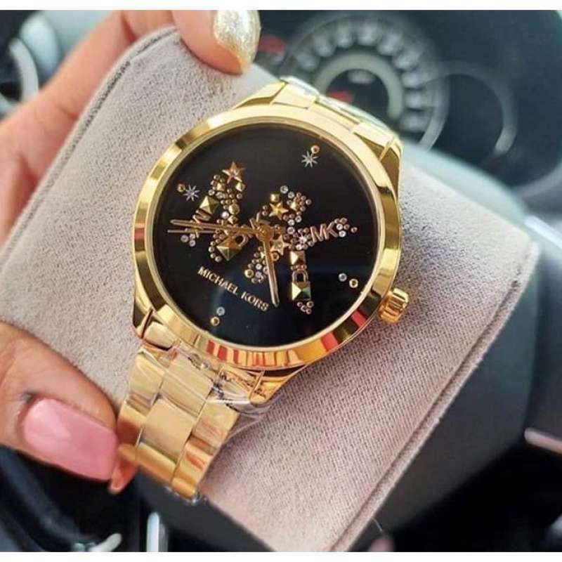 Buy Michael Kors Womens Quartz Runway Gold Stainless Steel Black Dial 38mm Watch - Mk6682 in Pakistan