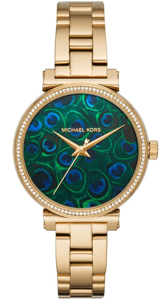 Buy Michael Kors Women’s Quartz Gold Stainless Steel Blue Peacock Motif Dial 36mm Watch - MK3946 in Pakistan