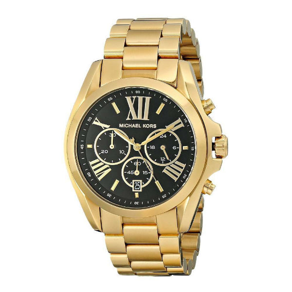 Buy Michael Kors Womens Chronograph Quartz Bradshaw Gold Stainless Steel Black Dial 43mm Watch - Mk5739 in Pakistan