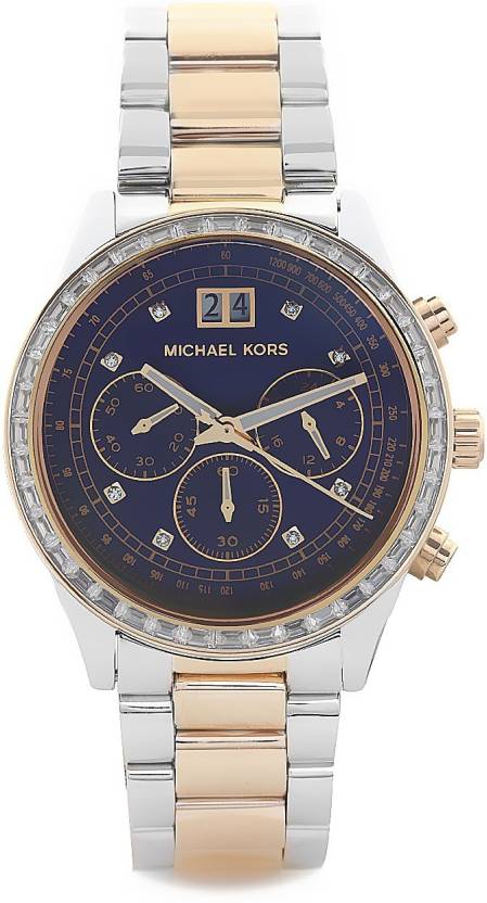 Buy Michael Kors Womens Quartz Two-tone Stainless Steel Navy Blue Dial 40mm Watch - Mk6205 in Pakistan