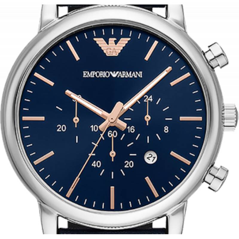 Buy Emporio Armani Men's Chronograph Leather Strap Blue Dial 46mm Watch - AR11451 in Pakistan