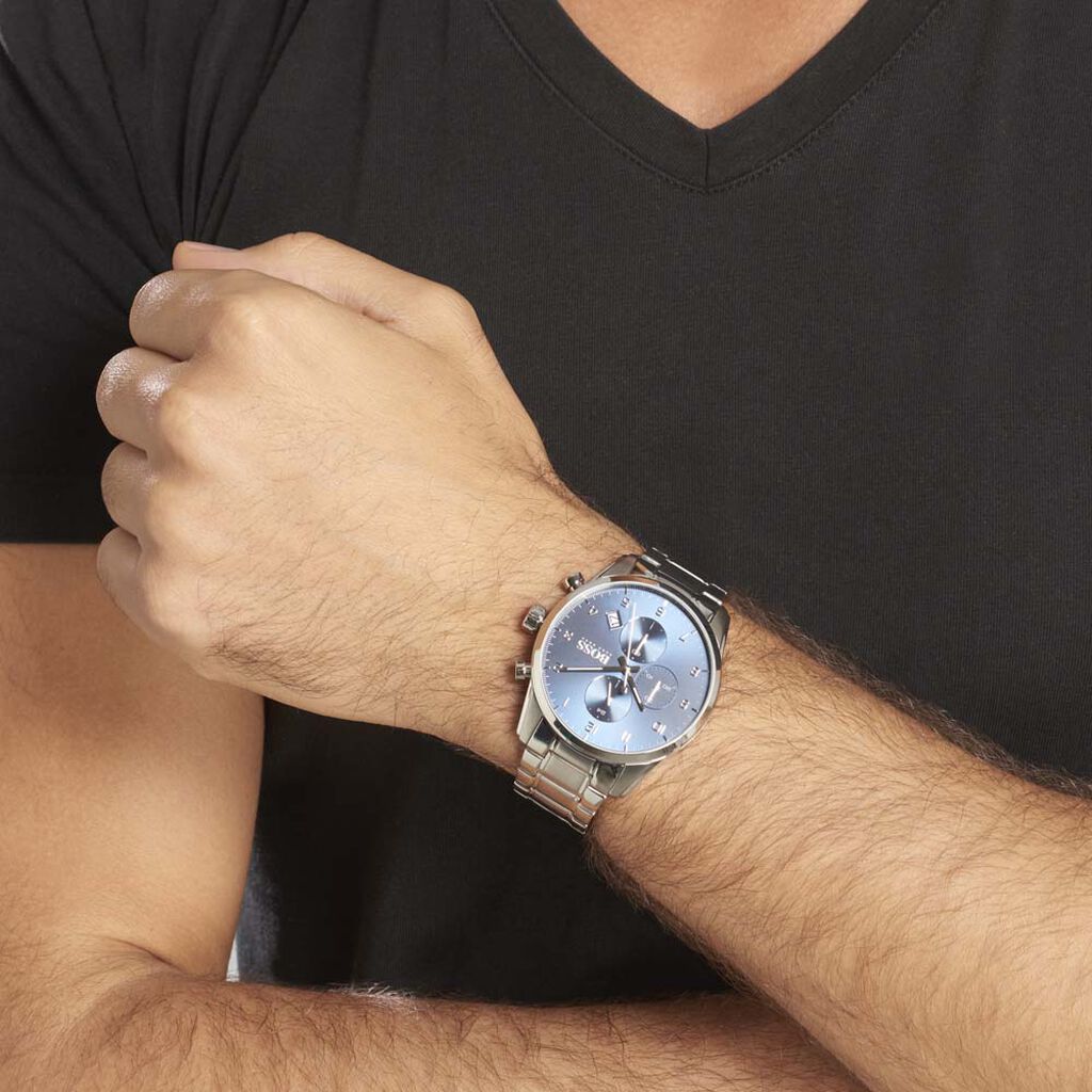 Buy Hugo Boss Mens Quartz Skymaster Chrono Stainless Steel Blue Dial 44mm Watch - 1513784 in Pakistan