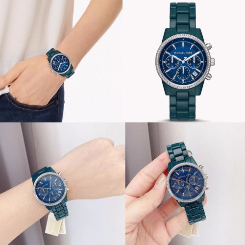 Buy Michael Kors Womens Quartz Blue Stainless Steel Blue Dial 37mm Watch - Mk6722 in Pakistan