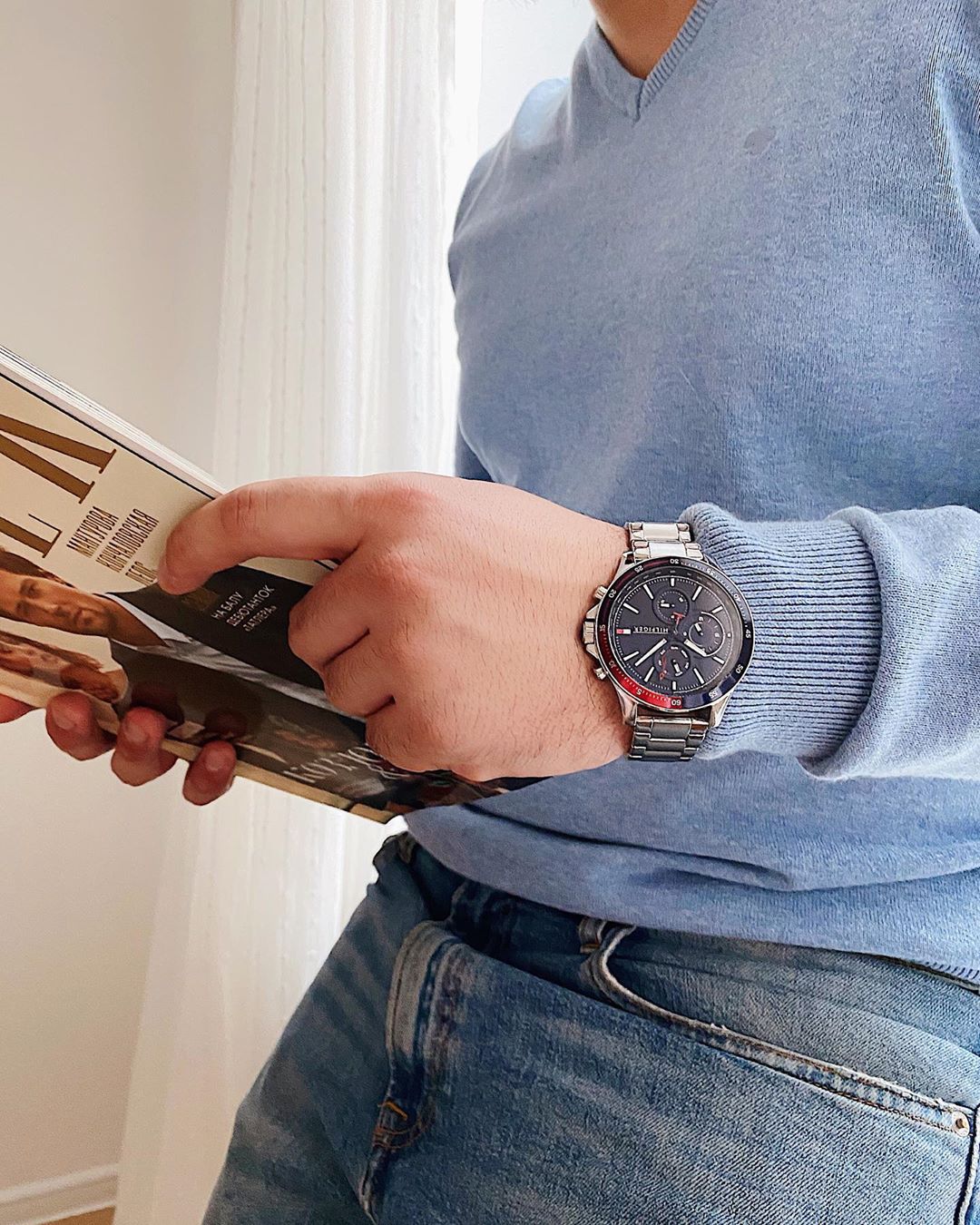 Buy Tommy Hilfiger Mens Quartz Stainless Steel Blue Dial 46mm Watch - 1791718 in Pakistan