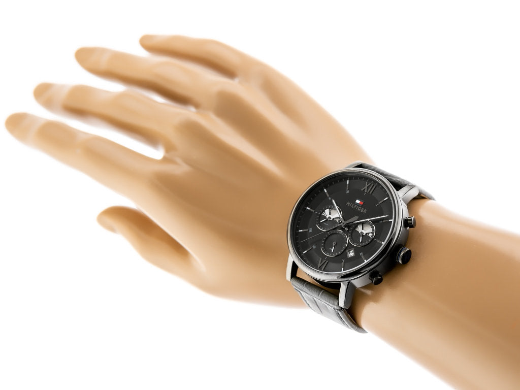 Buy Tommy Hilfiger Mens Quartz Leather Strap Black Dial 44mm Watch - 1710395 in Pakistan