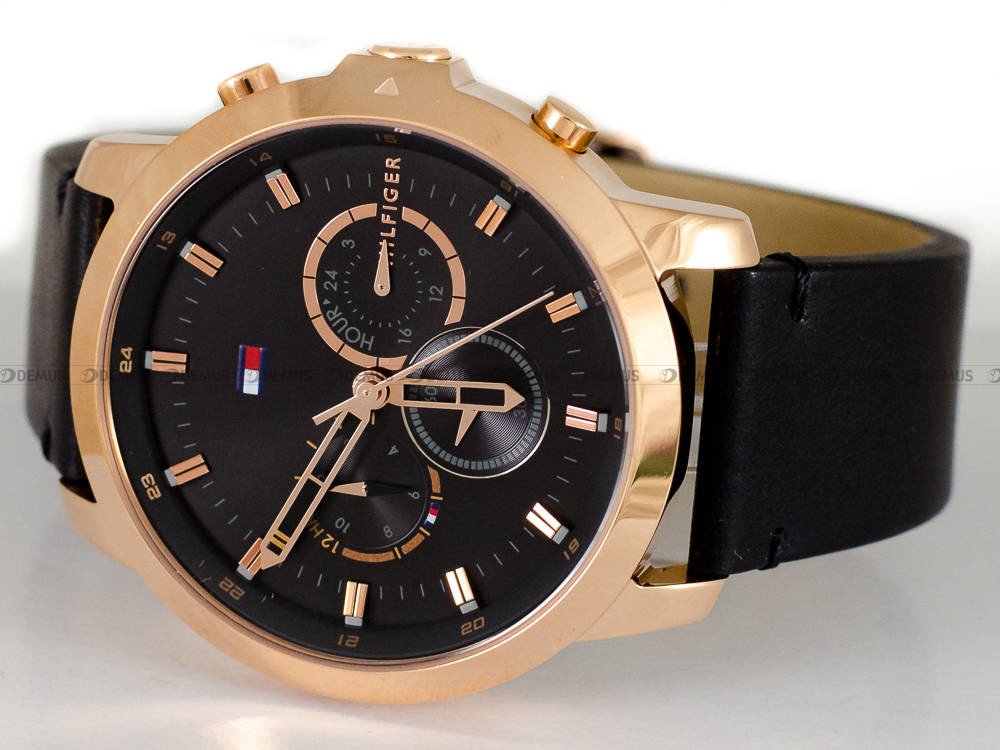 Buy Tommy Hilfiger Mens Quartz Black Leather Strap Black Dial 46mm Watch - 1791798 in Pakistan
