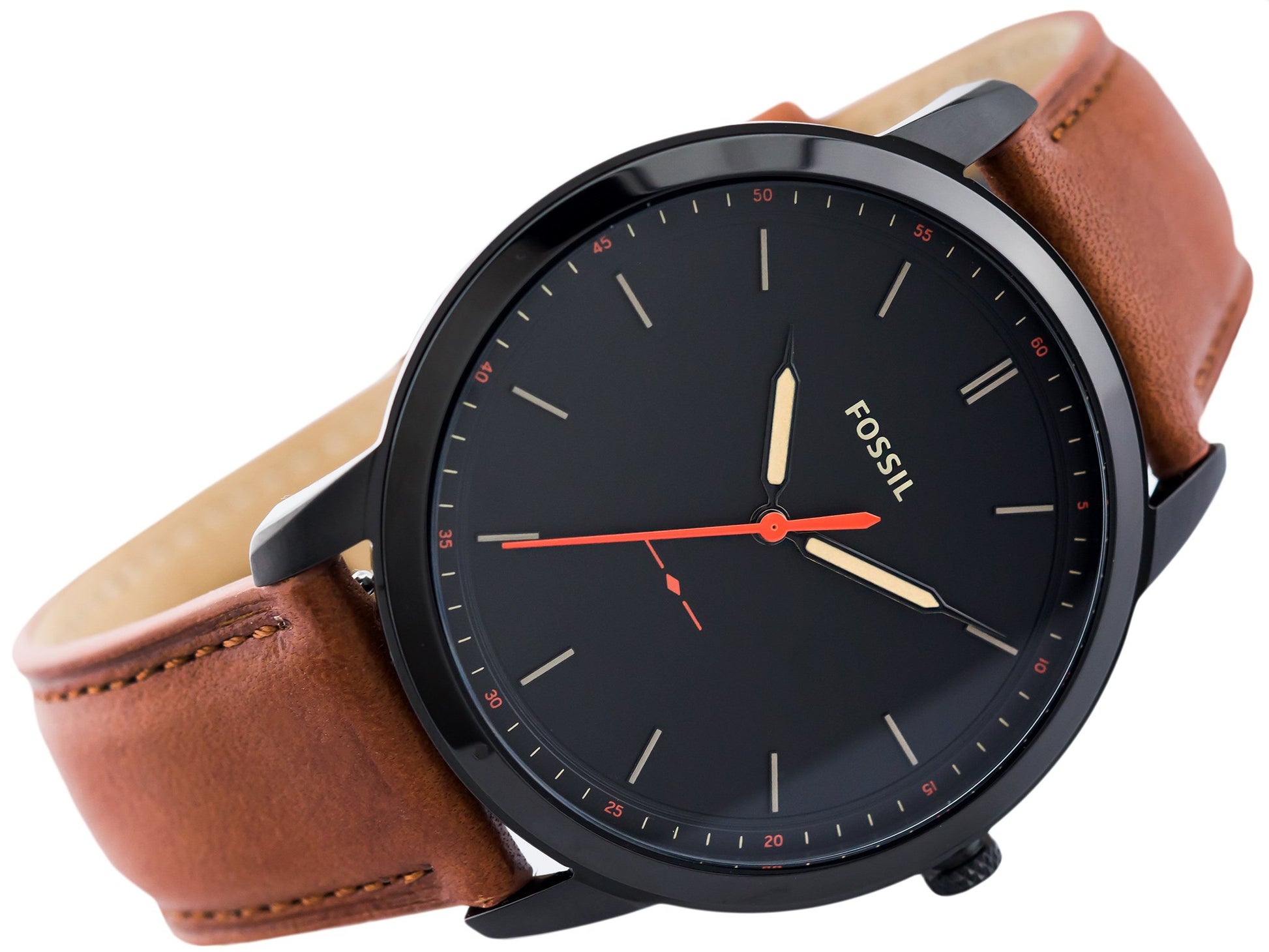 Buy Men's Quartz Brown Leather Strap Black Dial 44Mm Watch in Pakistan