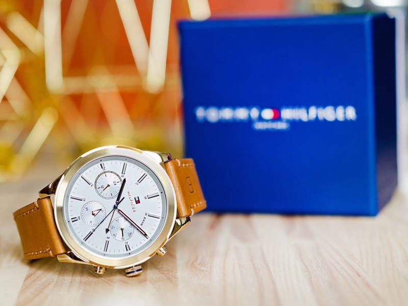 Buy Tommy Hilfiger Mens Quartz Brown Leather Strap Silver Dial 44mm Watch - 1791742 in Pakistan