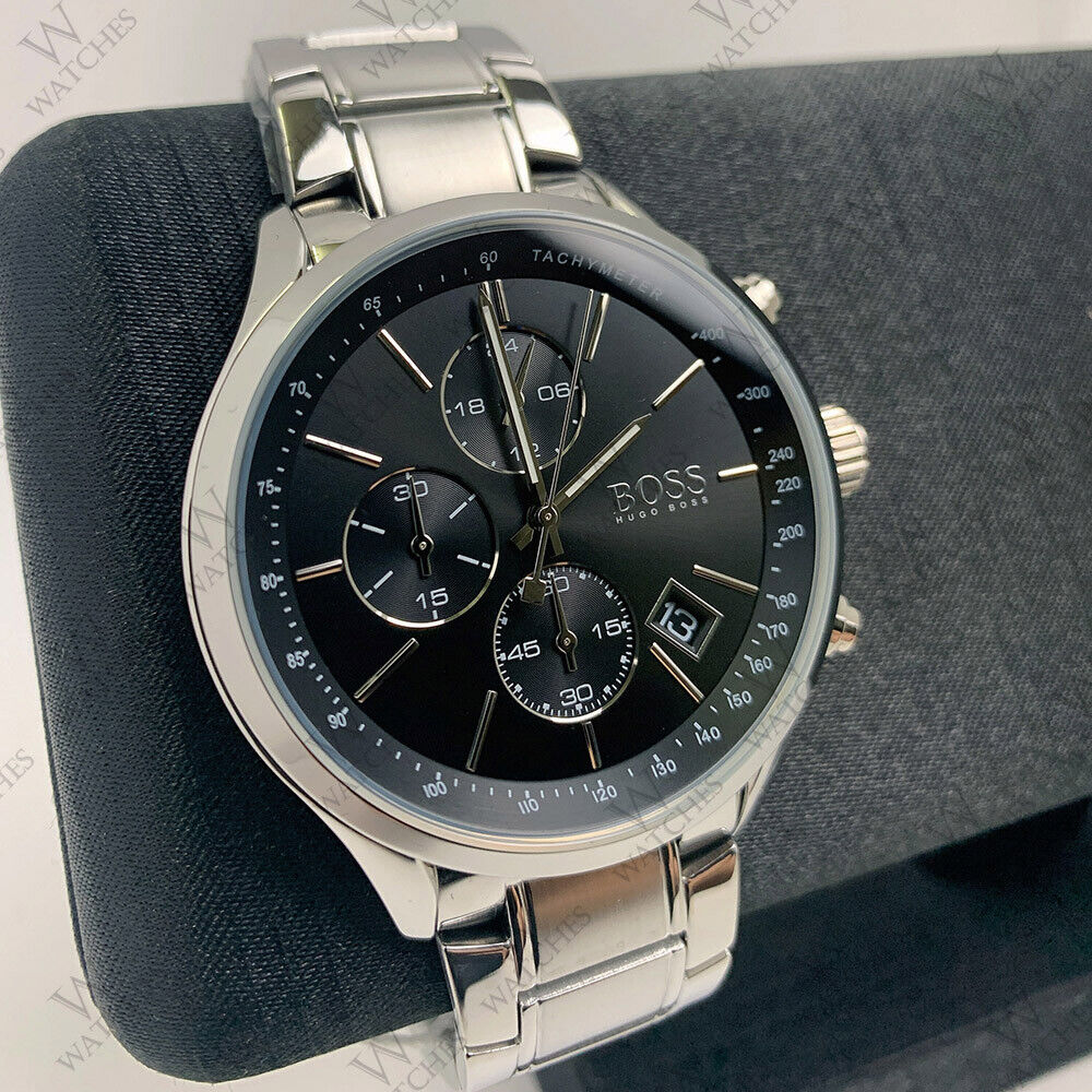 Buy Hugo Boss Mens Chronograph Quartz Grand Prix Stainless Steel Black Dial 44mm Watch - 1513477 in Pakistan