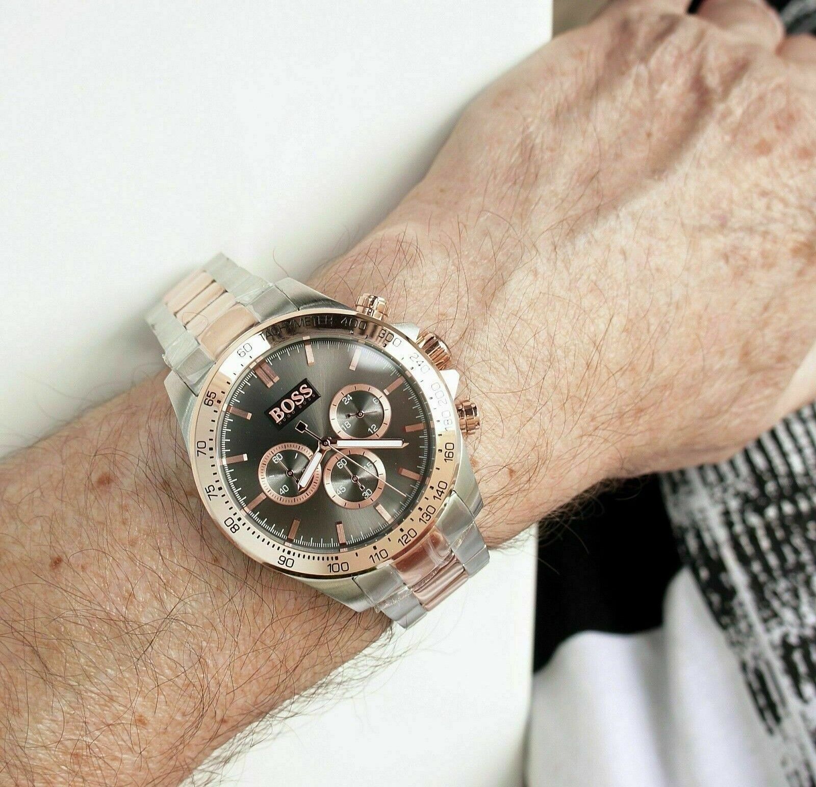 Buy Hugo Boss Mens Ikon Two-tone Rose Gold Silver Strap Grey Dial Watch - 1513339 in Pakistan