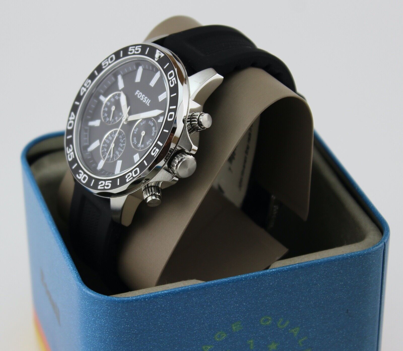 Buy Men's Chronograph Quartz Bannon Black Silicone Strap Black Dial 45Mm Watch in Pakistan