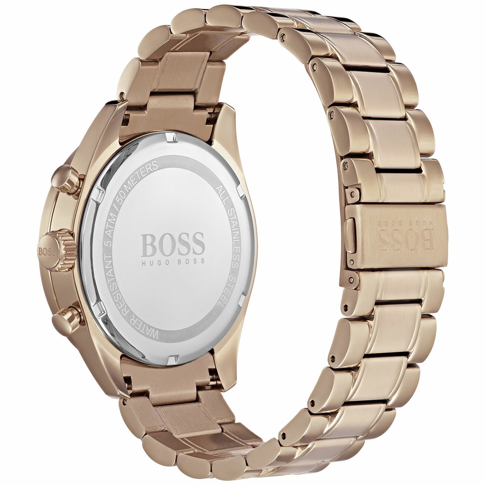 Buy Hugo Boss Mens Chronograph Quartz Trophy Rose Gold Stainless Steel Grey Dial 44mm Watch - 1513632 in Pakistan