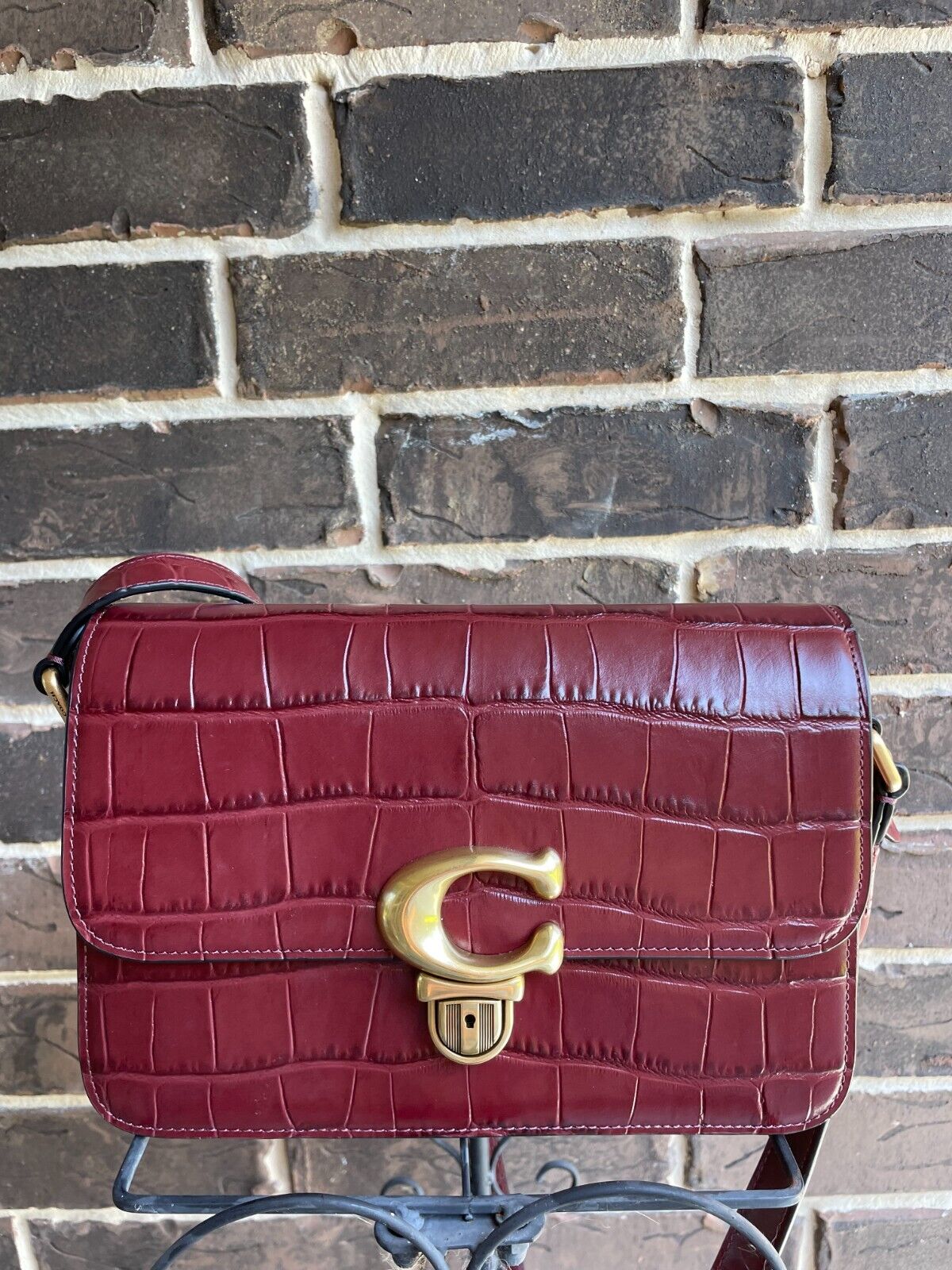 Buy Coach Studio Croc Embossed Bag Medium - Wine in Pakistan