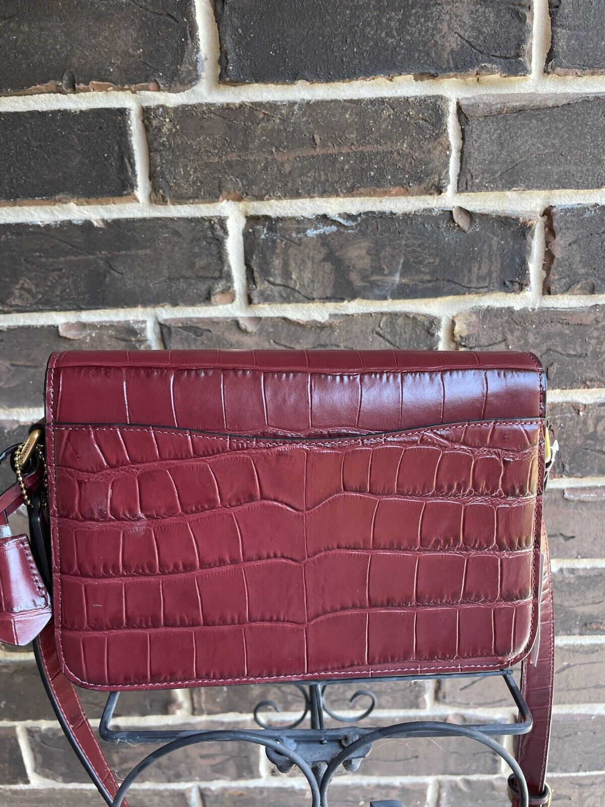 Buy Coach Studio Croc Embossed Bag Medium - Wine in Pakistan
