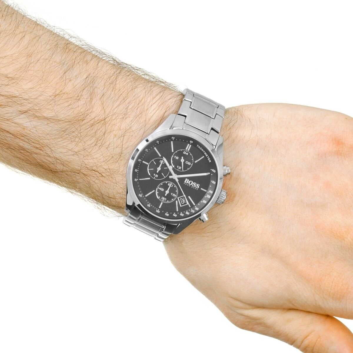Buy Hugo Boss Mens Chronograph Quartz Grand Prix Stainless Steel Black Dial 44mm Watch - 1513477 in Pakistan