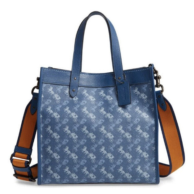 Buy Coach Field Tote In Signature Canvas With Horse And Carriage Print Bag Small - Blue in Pakistan